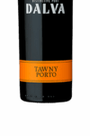 A bottle of Tawny Porto wine with an orange label.