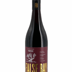 Bottle of False Bay Pinot Noir red wine with a purple label.