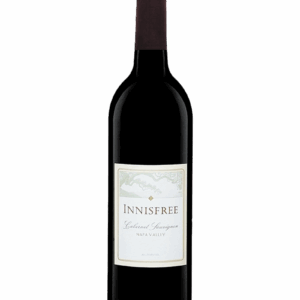 Bottle of Innisfree Cabernet Sauvignon wine with a dark label and burgundy foil.