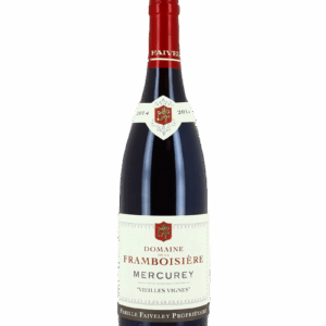 A bottle of Domaine Trimbach Riesling wine with a red cap.